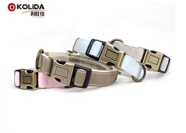 Quality Kolida Canvas Adjustable Dog Collar Traction Rope Pink / Brown / Blue / Grey wholesale