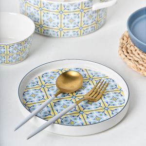 Sustainable Original Design Bohemian Art Style Ceramic Plate For Home Hotel And