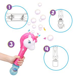 Kingda 3 AA Batteries Unicorn Bubble Machine , ASTM bubble unicorn wand