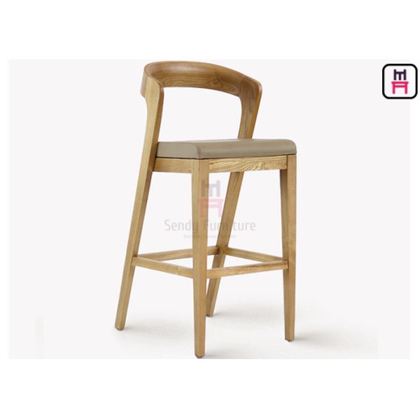 Quality Solid Wood Restaurant Bar Stools , Leather High Back Bar Stools 0.4cbm Volume wholesale