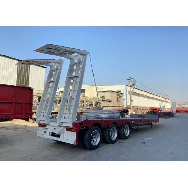 Quality Jost E100 3 Axle 60 Tons 100 Tons Hydraulic Extendable Lowboy Low Bed Truck Semi Trailer wholesale