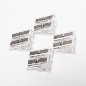 Double Hole Plastic 25mm Manual Pencil Sharpener Transparent