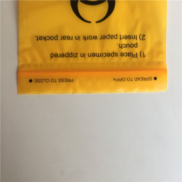 Laboratory Biohazard Specimen Transport Bags Reclosable 3/4 Layer Yellow Color