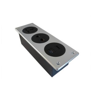 Black / Silver Desktop Power And Data Outlets For Workstation With Universal