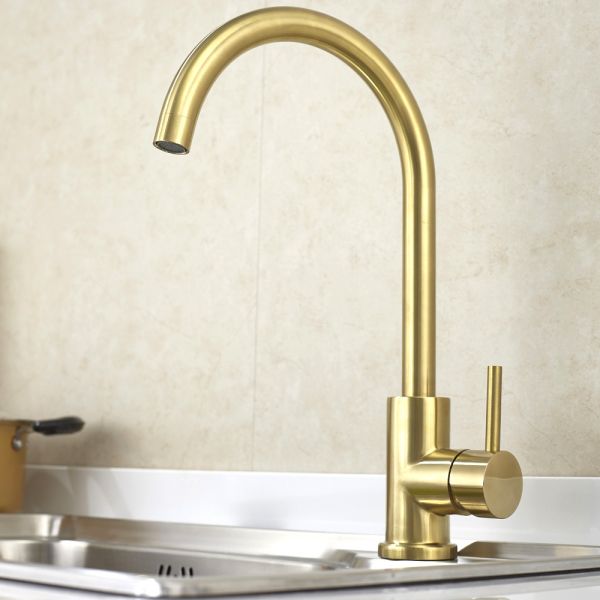 Saniary Ware Fittings Steel 304 Or 316 Body Kitchen Faucets Deck Mounted Single Hole Gold Color Faucet