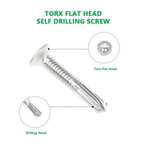 ZINC Finish High Strength Stainless Steel Tek 5 Torx Flat Self-Tapping Screw Csk