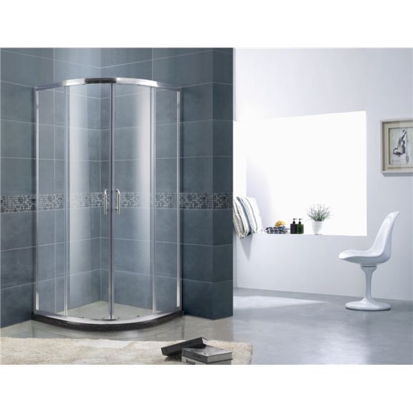 Quality Round 6 mm Tempered Glass Shower Doors Sliding Chromed Profiles with Stainless Wheels wholesale