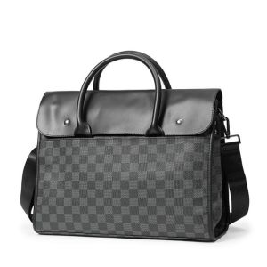 Classic Plaid Pattern Mens Business Briefcase for Business Trips and Laptop