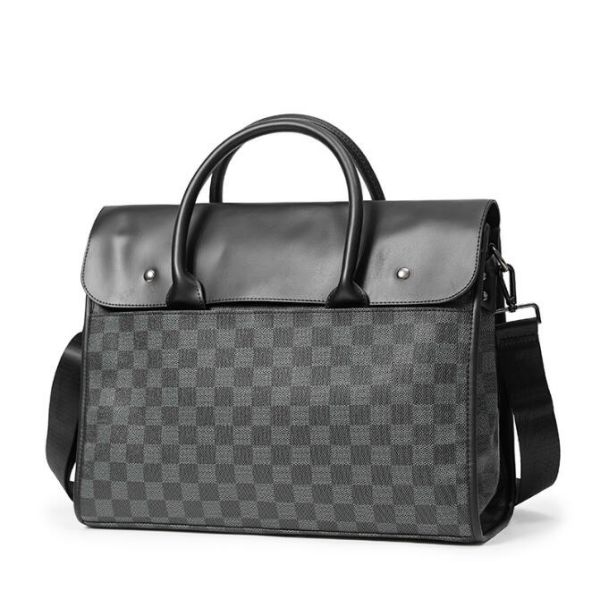 Classic Plaid Pattern Mens Business Briefcase for Business Trips and Laptop
