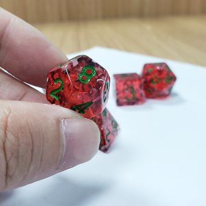 Red pomegranate Sequins Resin Boarding Dice Set dnd dice