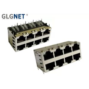 2x4 Rj45 Multi Port Jack 6 U" Gold Plating RoHS Compliant For Industrial