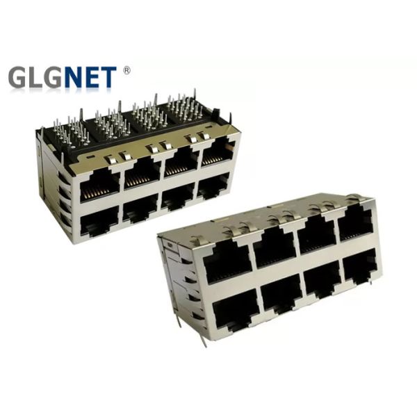 2x4 Rj45 Multi Port Jack 6 U" Gold Plating RoHS Compliant For Industrial