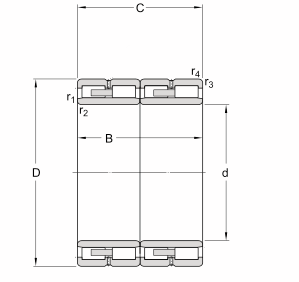 Four Row Cylindrical Roller Bearings With Chrome Steel Material 200 x 280 x 170 mm