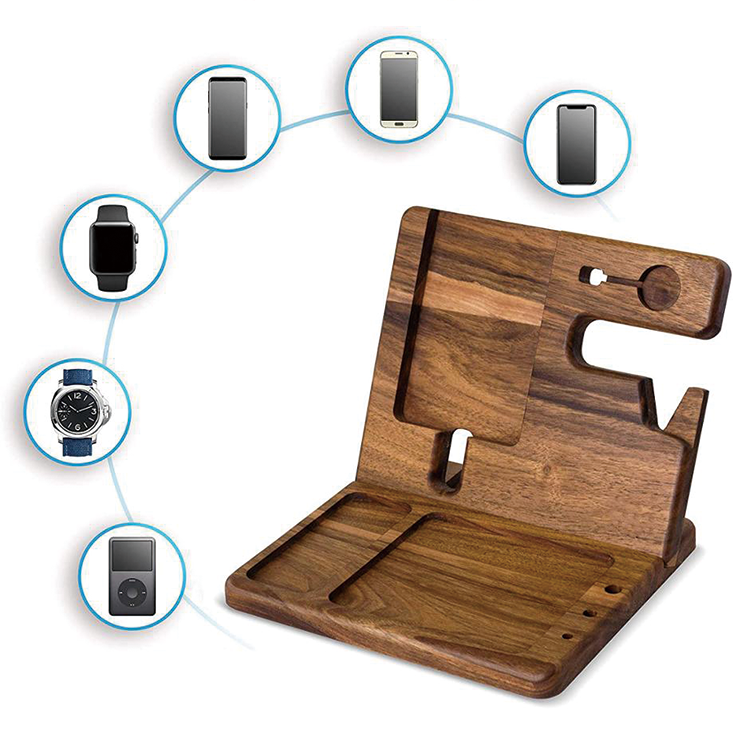 Standing Wood Bamboo Adjustable Laptop Stand Folding Lap Tray Desk Organizer