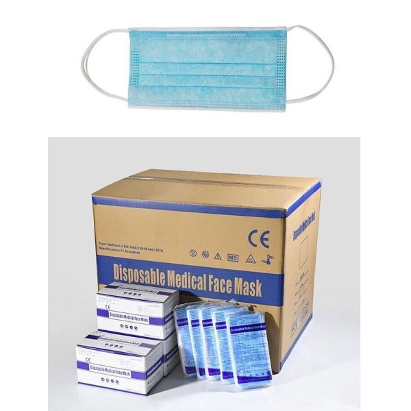 High quality BFE 95% 99% EN14683:2019 3-Ply Disposable surgical laboratory face mask TYPE I/II