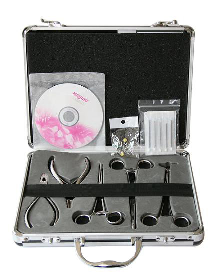 Quality 5 pcs Basic Piercing Forceps Kit+aluminium alloy box wholesale