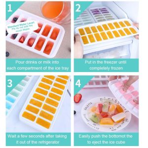 18 Cavity Eco-Friendly Silicone Ice Cube Tray Mold with Removable Lid Durable