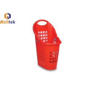 China Stackable 4 2'' PU Wheels Plastic Rolling Basket For Grocery Store on sale