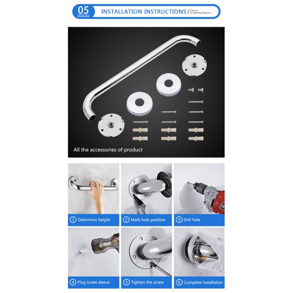 Multi Length Bathroom Fixtures And Fittings Stainless Steel Handles For The Disabled