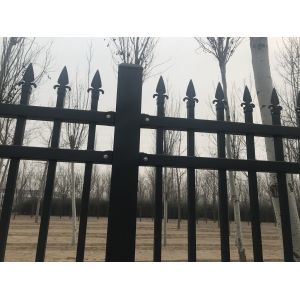 2.1m high x 2.4m width Steel Picket Fence Powder Coated Black Color China