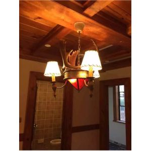 Cheap Moose antler chandelier Lighting Fixtures With lampshade (WH-AC-29) for sale