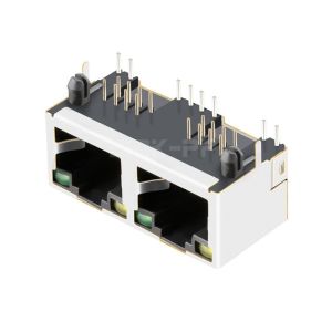 LPJE201BGNL Tab Down Yellow/Green LED 1X2 Port RJ45 Magnetic Jack without