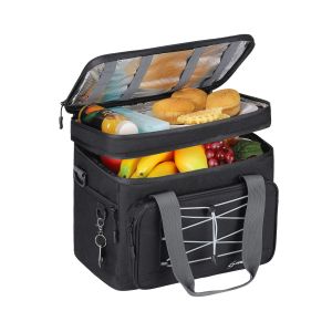 Double Decker Cooler Bag For Frozen Food Collapsible Insulated Cooler 27L