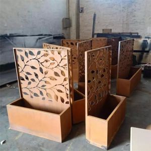 Decorative Garden Rusty Metal Trellis Planters Box Corten Flower Pots