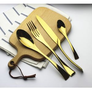 NEWTO KAYA Gold Flatware/Colorful Cutlery/Dinnerware/Silverware with Gold Color