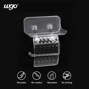 No Drilling WGO Soap And Tissue Holder Integrated Transparent Bathroom Shelf