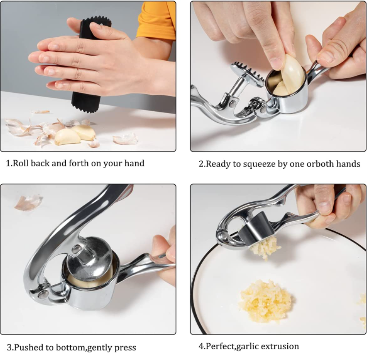 FDA Approved Stainless Steel Garlic Press Peeler Set Multifunctional