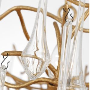 JN 5220 Rayne 31" Chandelier With Gilded Lron Finish Clear Glass Shade