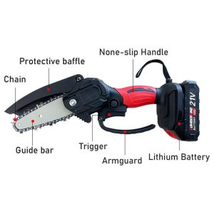Brushless Mini Chainsaw 6-Inch Cordless with 2 Battery - 21V Handheld Electric