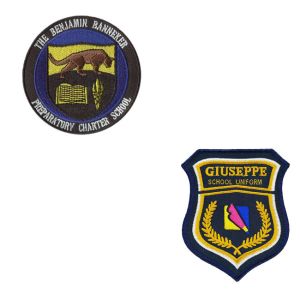 Embroidery Merrow Edge 5cm 3D School Uniform Logo Patches For Hats