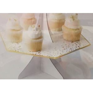2 / 3 Tiers Paper Cardboard Cake Stand With Gold Trim Edges Round Scalloped
