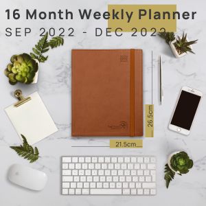 Custom Brown Softcover Large Academic Planner With Monthly Tabs