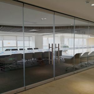Movable Partition Walls Tempered Glass Partition Without Aluminum Retractable