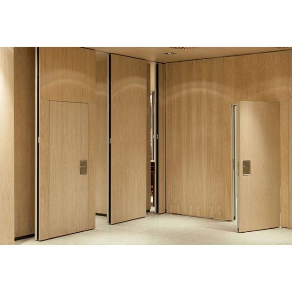 95mm Soundproof Yellow Wood Movable Partition Wall For Banquet Hall