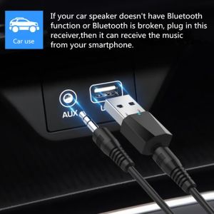 USB Bluetooth Music Receiver Car 3.5mm Audio Adapter for Amplifier Speaker