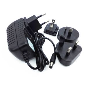 9V 1A wall amount power adapter interchangeable plug CE FCC ROHS UL GS SAA