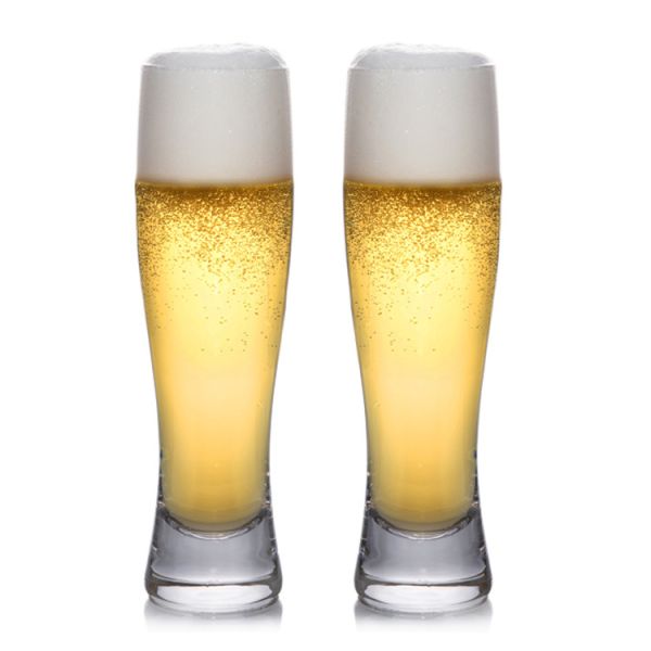 Quality 398ml Handmade round Beer Glass  Clear Pilsner Glass With Thick Bottom wholesale