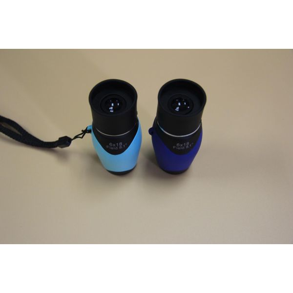 6x18 Cute Blue Color Mini Monocular Telescope 10.5mm Eye Relief With Rubber Eye Cup