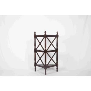 3 Tier Corner Shelf Modern Wood Furniture Multi Purpose With X - Pattern Frame