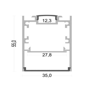 IP20 35*55mm 2M Up And Down Lighting LED Profile