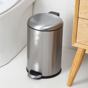 Bathroom Clamshell Pedal Trash Can Stainless Steel Trash Can With Foot Pedal