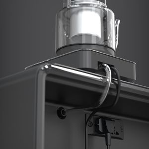 Modern Black Tempered Glass Nightstand with Wireless Charging and Mini