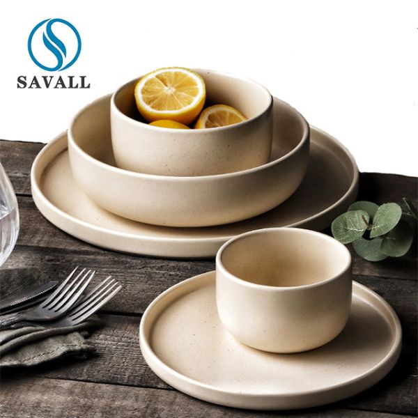 Cream White Rustic Ceramic Dinnerware Rustic Porcelain Dinnerware FDA EU