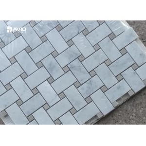 Rectangle and small square carrara marble mosaic tile assorted natural color