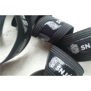 Fashion Polyester Soft Elastic Band , Black Elastic Tape With Screen Printing