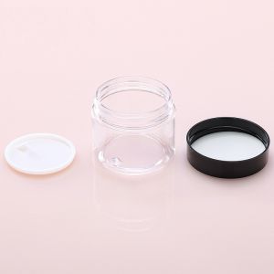 Plastic Jar Container With Lid And Label Refillable Empty Round Clear PET
